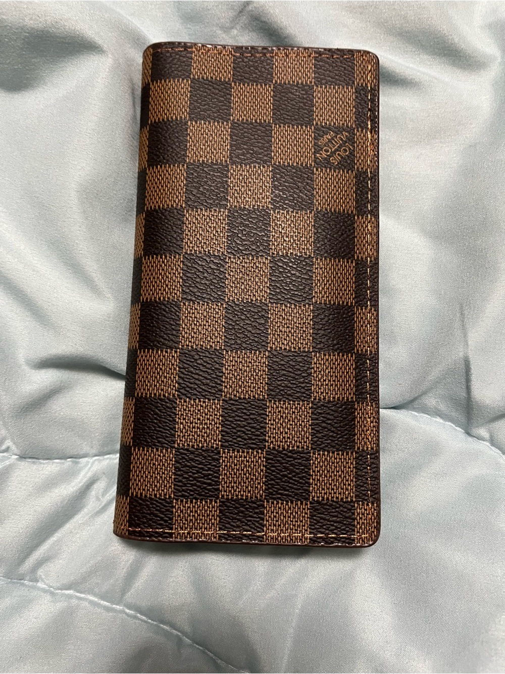 Co-ed Checkered Long Card Wallet in Brown